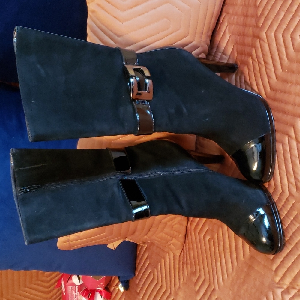 Patent Cap Toe Suede Boots!